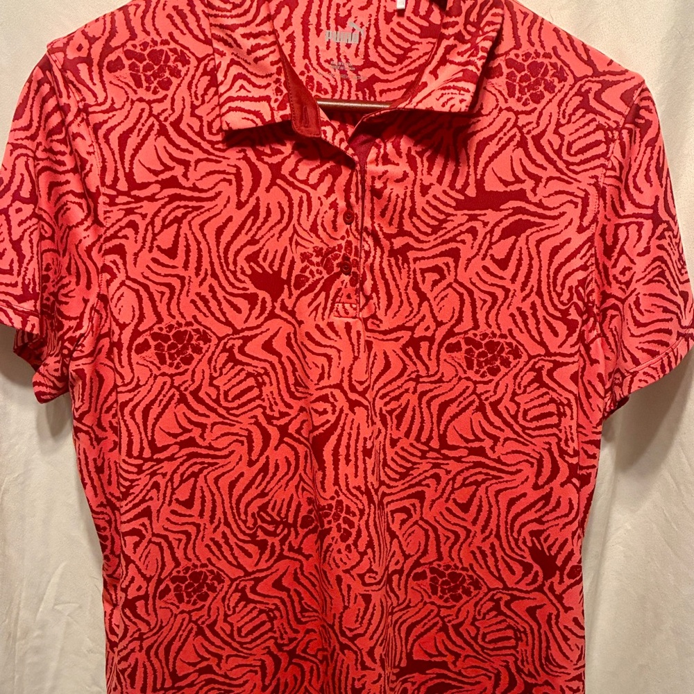 Puma Women’s Athletic Golf Polo Animal Print Abstract – Size Large